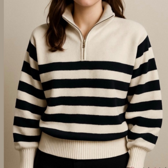 J. Crew Sweaters - Jcrew half zip sweater black & White XS